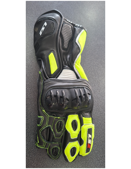 Guanti Moto In Pelle CE Sportivi Ls2 Swift Neri e Giallo Fluò