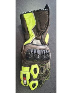 Guanti Moto LS2 Swift Pelle CE Nero Giallo Fluo