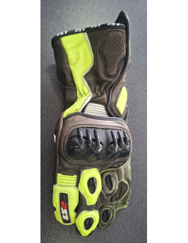 Guanti Moto In Pelle CE Sportivi Ls2 Swift Neri e Giallo Fluò