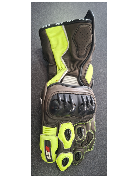 Guanti Moto In Pelle CE Sportivi Ls2 Swift Neri e Giallo Fluò
