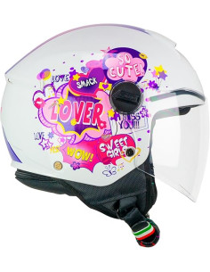 Casco Moto Jet Bambino CGM 261G MINI COMICS Fucsia Bianco 2