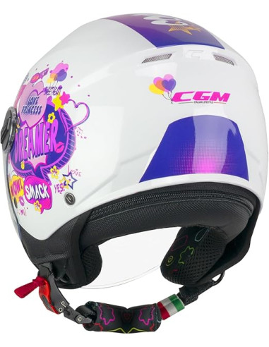 Casco Moto Jet Bambino CGM 261G MINI COMICS Fucsia Bianco