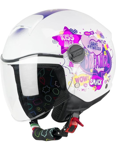 Casco Moto Jet Bambino CGM 261G MINI COMICS Fucsia Bianco
