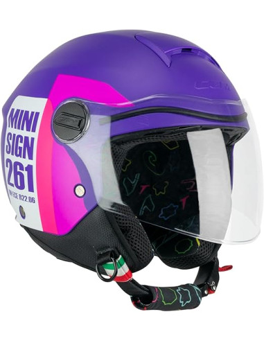 Casco Moto Jet Bambino CGM 261X MINI SIGN Viola e rosa