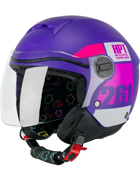 Casco Moto Jet Bambino CGM 261X MINI SIGN Viola e rosa