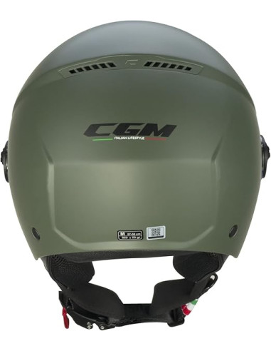Casco Jet CGM 167A FLO Verde Opaco Visiera Sagomata
