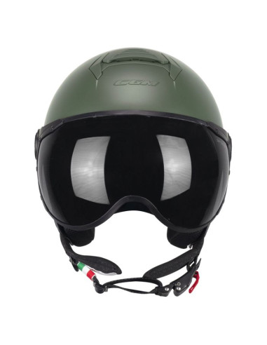 Casco Jet CGM 167A FLO Verde Opaco Visiera Sagomata