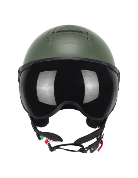 Casco Jet CGM 167A FLO Verde Opaco Visiera Sagomata
