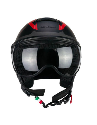 Casco Jet CGM 167A FLO TECH Nero rosso opaco Visiera Sagomata