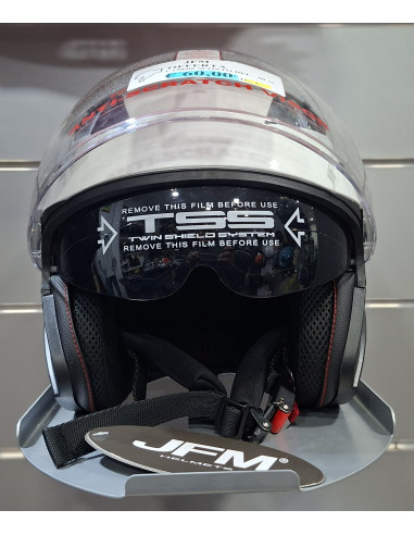 Casco jet doppia visiera JFM 221 bianco lucido