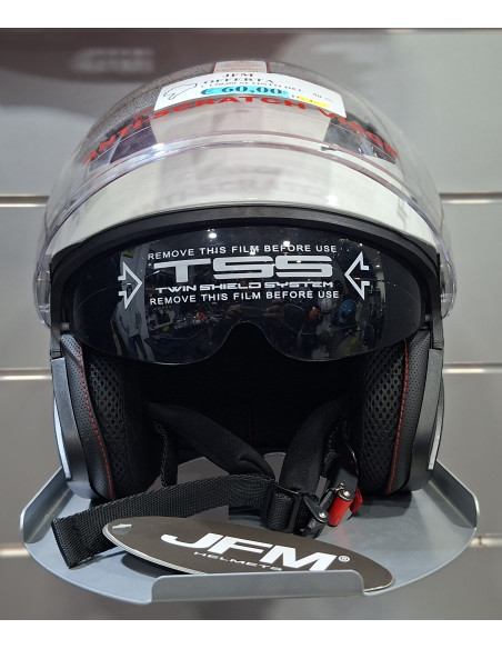 Casco jet doppia visiera JFM 221 bianco lucido