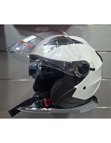 Casco jet doppia visiera JFM 221 bianco lucido