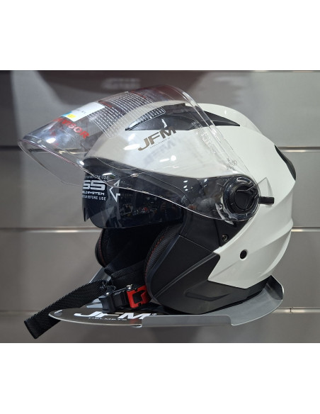 Casco jet doppia visiera JFM 221 bianco lucido