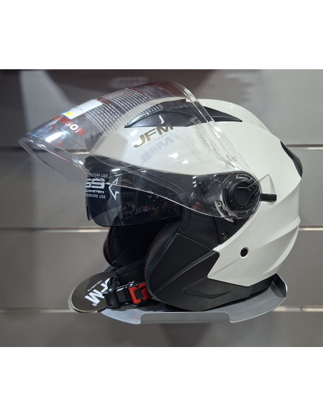 Casco jet doppia visiera JFM 221 bianco lucido