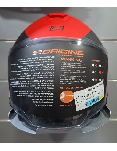 Casco Jet Origine PALIO 2.0 + Bt Hyper Nero Rosso Fluo Opaco