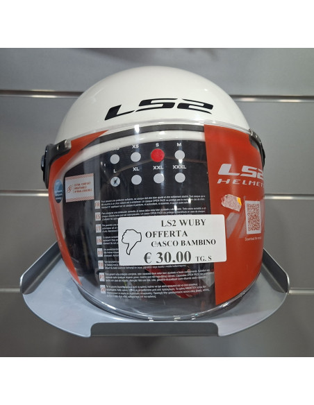 Casco moto jet bambino LS2 OF575 Wuby Junior Bianco