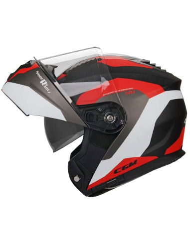 Casco Modulare P/J CGM 507A PINCERS RACE Nero Rosso Opaco