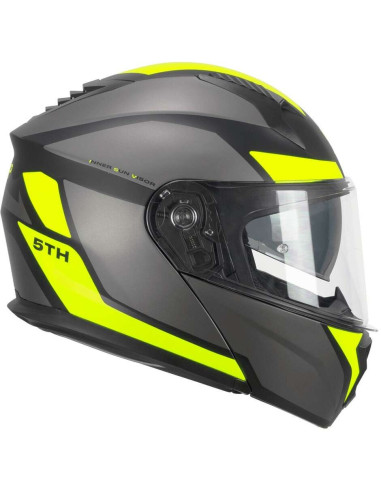 Casco Modulare SKA-P 5THG FALCON SPORT Nero Giallo fluo opaco