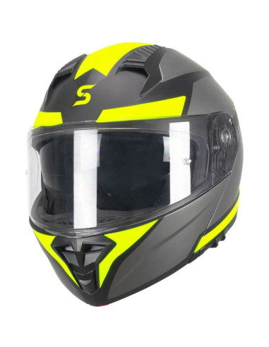 Casco Modulare SKA-P 5THG FALCON SPORT Nero Giallo fluo opaco