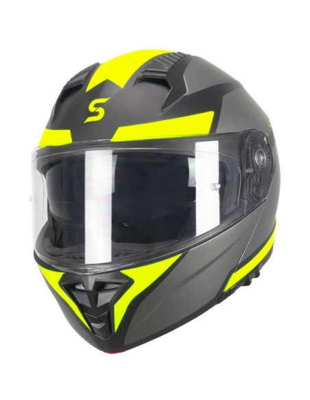 Casco Modulare SKA-P 5THG FALCON SPORT Nero Giallo fluo opaco
