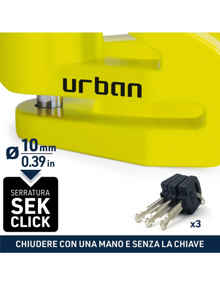 Blocca Disco 10 mm - Giallo + custodia