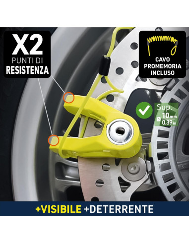 Blocca Disco 10 mm - Giallo + custodia