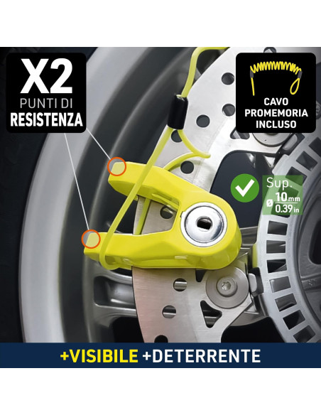 Blocca Disco 10 mm - Giallo + custodia