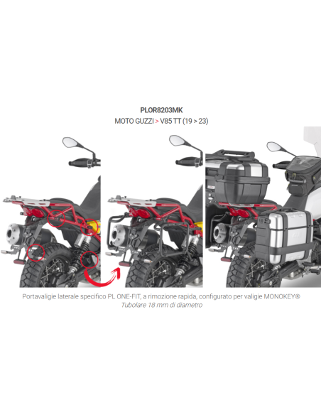 Porta valigie laterali Moto Guzzi V 85 TT dal 2019 al 2023
