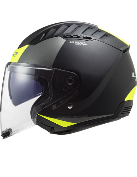 Casco Jet Ls2 OF600 COPTER II URBANE Nero Opaco Giallo Fluo