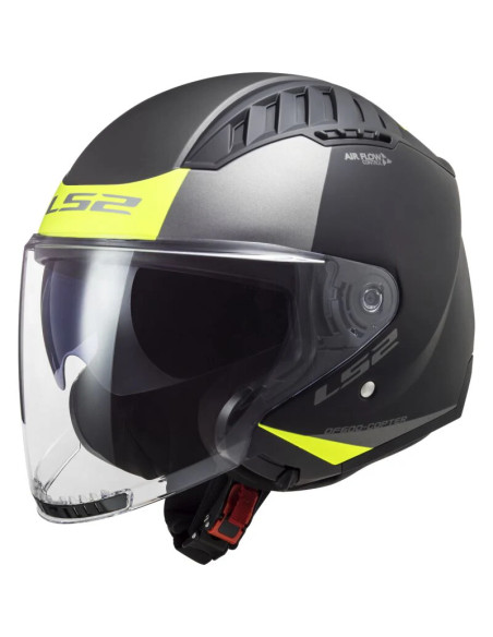 Casco Jet Ls2 OF600 COPTER II URBANE Nero Opaco Giallo Fluo