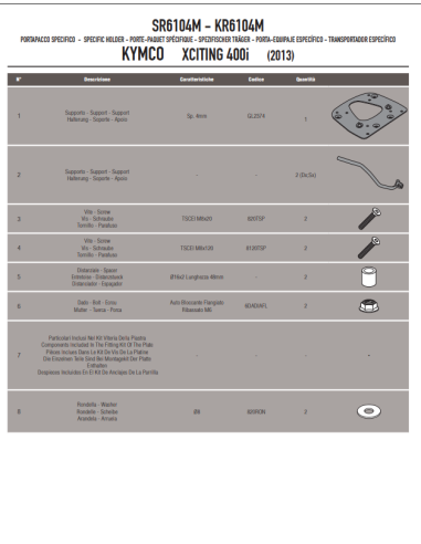 SR6104 Attacco posteriore per bauletto MONOLOCK®