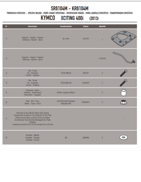 SR6104 Attacco posteriore per bauletto MONOLOCK®